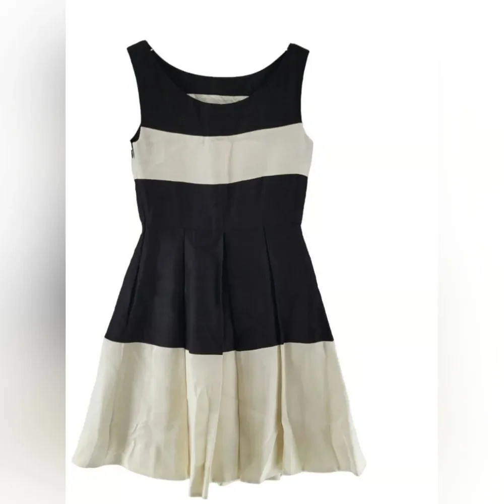 Kate Spade Designer Kayle Elegant Black and White Sleeveless Flare Dress 4